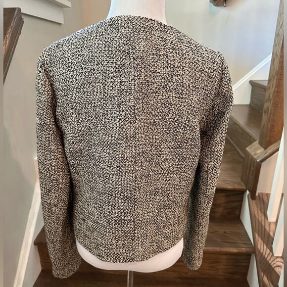 Brooks Brothers Woven in Italy Silver/Black/Grey Wool Tweed Blazer Size 4 - Picture 5 of 12